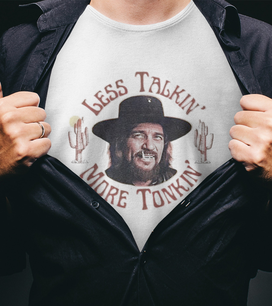Less Talkin’ More Tonkin’ Waylon Jennings Cactus Desert Scene T-Shirt