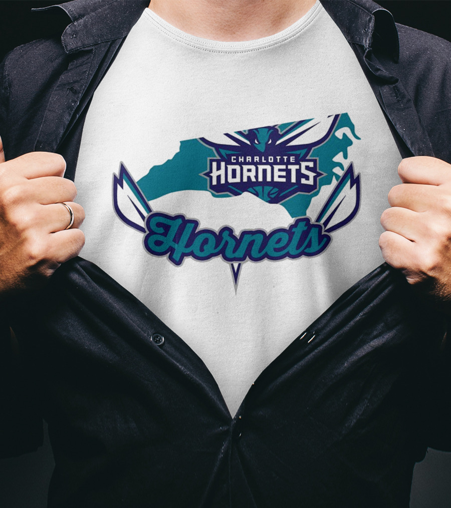 Charlotte Hornets North Carolina Map T-Shirt