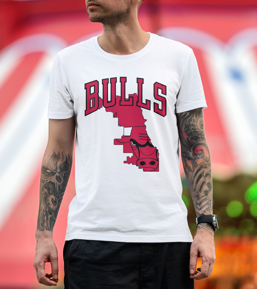 Bulls Chicago Map T-Shirt