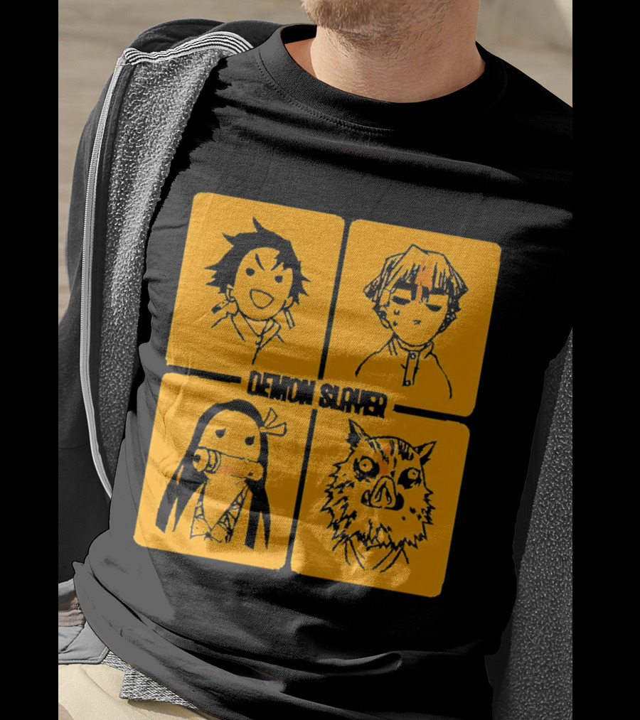 Demon Slayer Tanjiro Nezuko Inosuke Zenitsu Iconic Characters T-Shirt