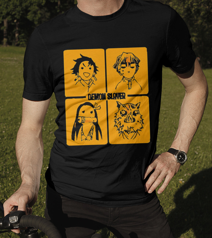 Demon Slayer Tanjiro Nezuko Inosuke Zenitsu Iconic Characters T-Shirt