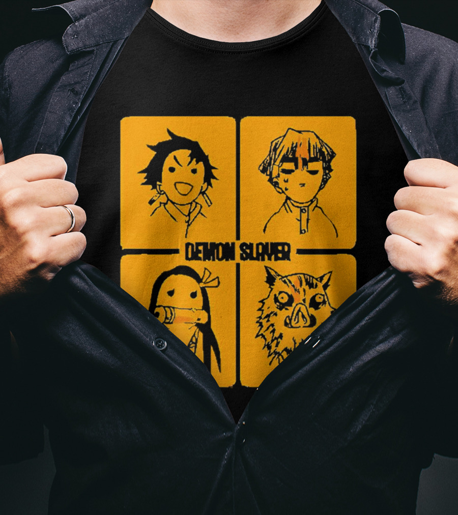 Demon Slayer Tanjiro Nezuko Inosuke Zenitsu Iconic Characters T-Shirt