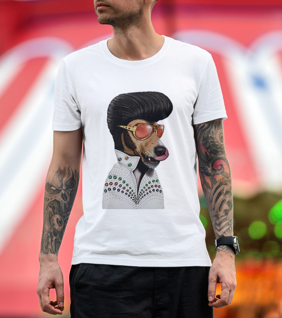 Elvis Dog Costume with Sunglasses and Rhinestone Jumpsuit T-Shirt