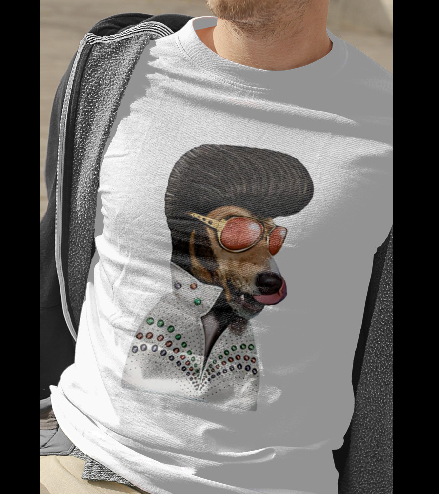 Elvis Dog Costume With Sunglasses And Rhinestone Jumpsuit T-Shirt
