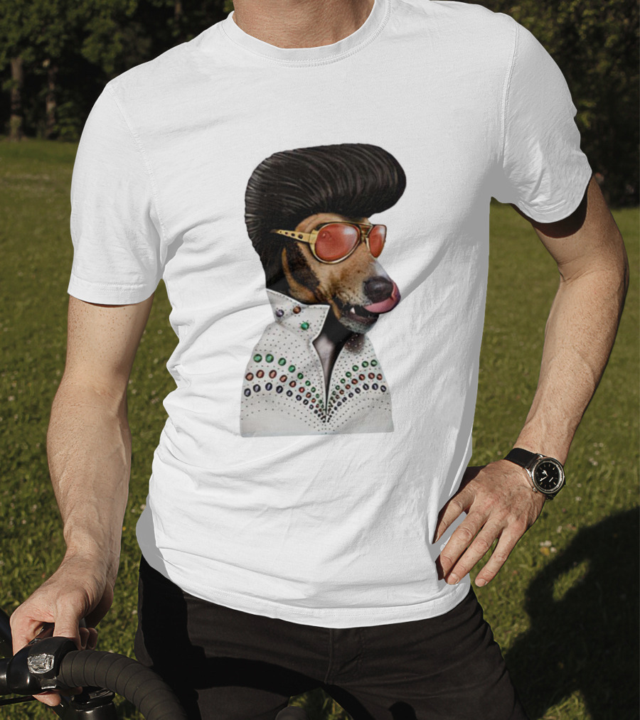 Elvis Dog Costume With Sunglasses And Rhinestone Jumpsuit T-Shirt