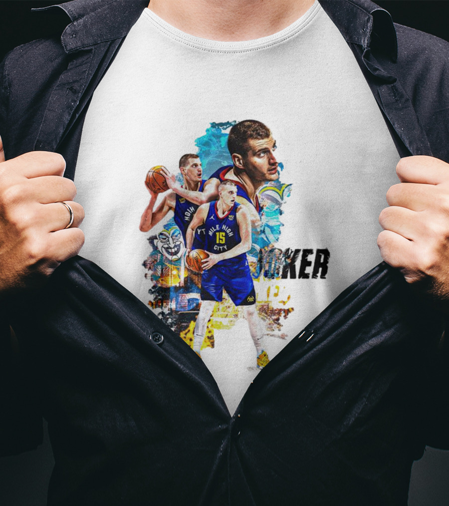 Nikola Jokic Joker Denver Basketball Player Dynamic Collage T-Shirt