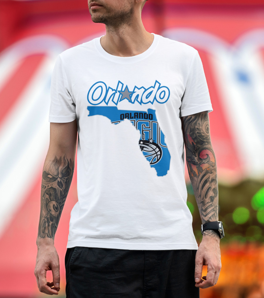 Orlando Magic Florida Map Basketball T-Shirt
