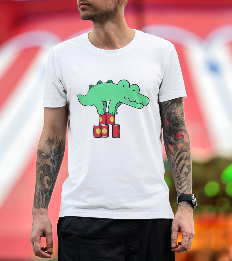 Orlando Funny Cartoon Crocodile Balancing On Red Cans T-Shirt