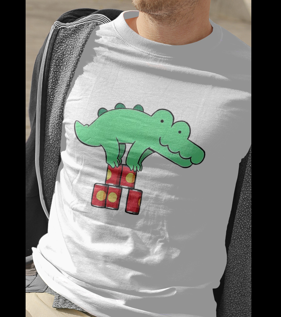 Orlando Funny Cartoon Crocodile Balancing On Red Cans T-Shirt
