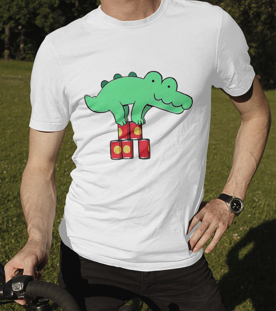 Orlando Funny Cartoon Crocodile Balancing On Red Cans T-Shirt