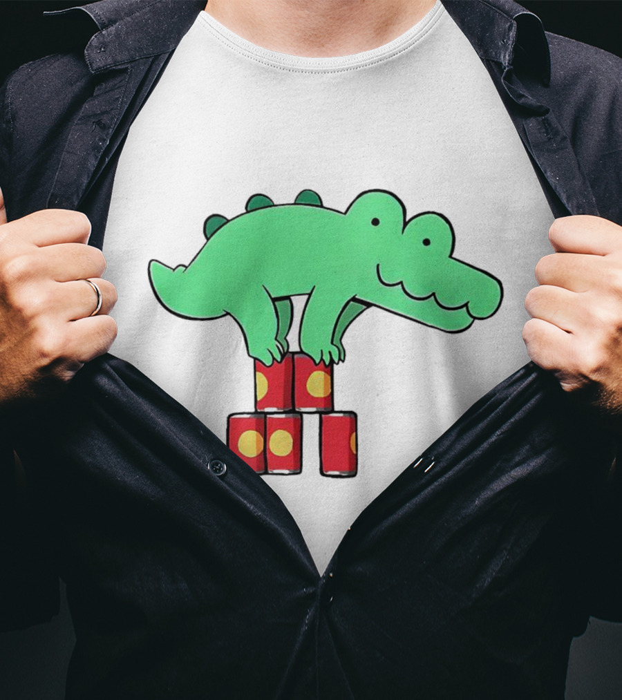 Orlando Funny Cartoon Crocodile Balancing On Red Cans T-Shirt