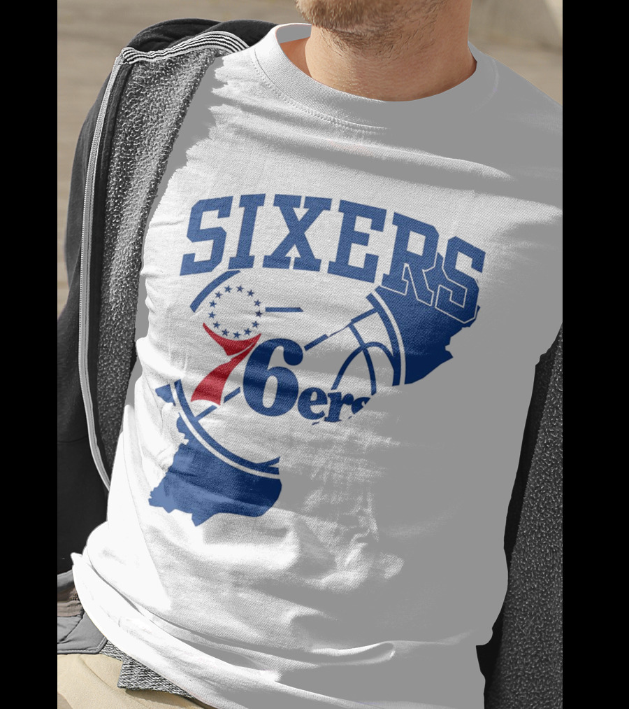 Philadelphia Sixers 76ers Map Basketball Pennsylvania Shape T-Shirt