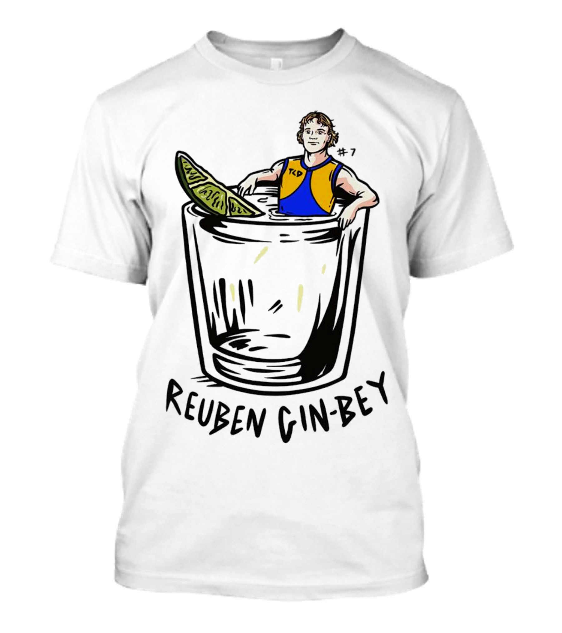Reuben Gin-bey In West Coast Eagles Colors With Lime In Glass T-Shirt
