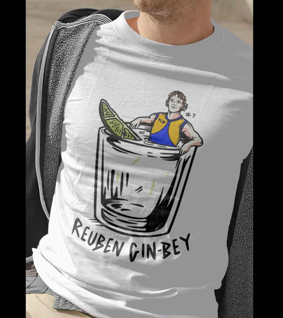 Reuben Gin-bey In West Coast Eagles Colors With Lime In Glass T-Shirt