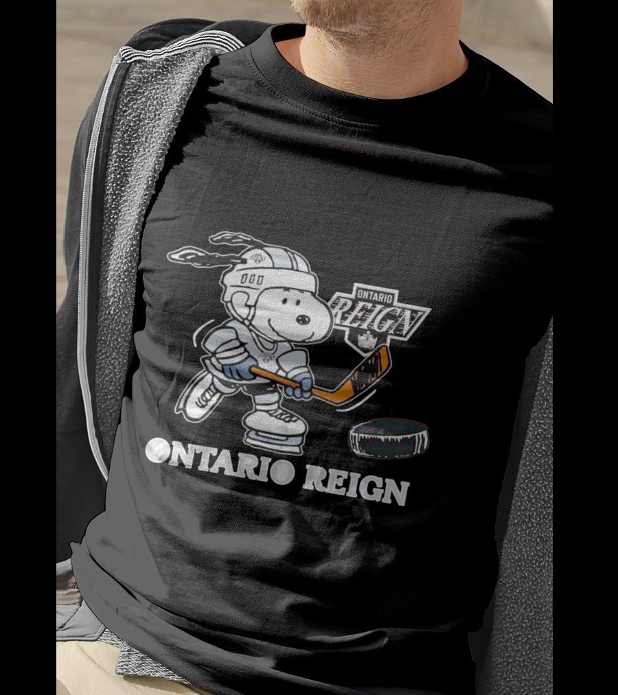 Snoopy Ontario Reign Hockey Player With Puck T-Shirt