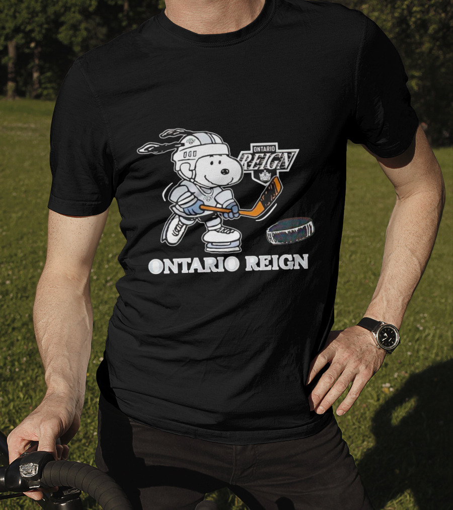 Snoopy Ontario Reign Hockey Player With Puck T-Shirt