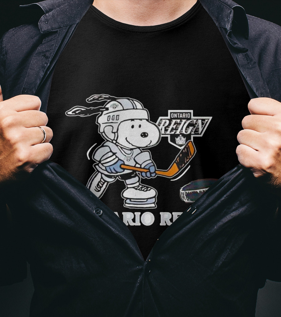 Snoopy Ontario Reign Hockey Player With Puck T-Shirt