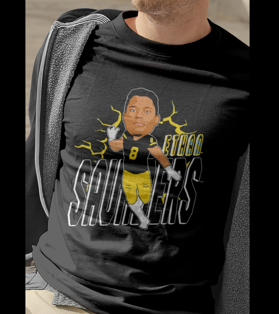 Ethan Saunders Number 8 Delaware Fightin’ Blue Hens Football T-Shirt