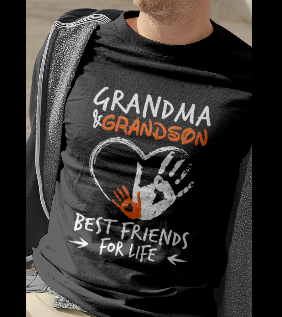 Grandma And Grandson Heart Handprints Best Friends For Life T-Shirt