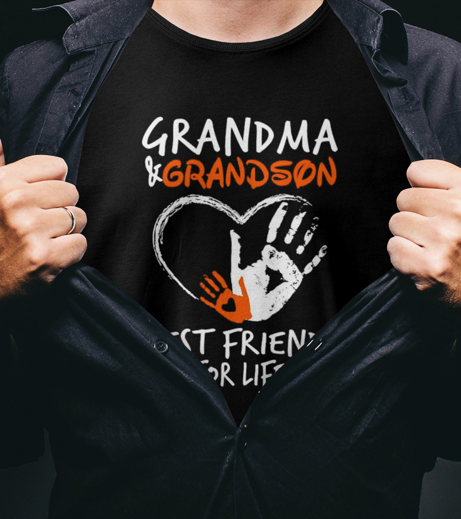 Grandma And Grandson Heart Handprints Best Friends For Life T-Shirt