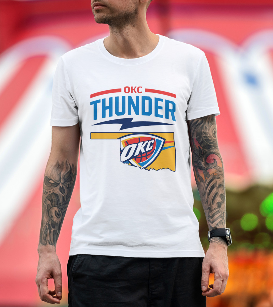 OKC Thunder Basketball Oklahoma Map T-Shirt