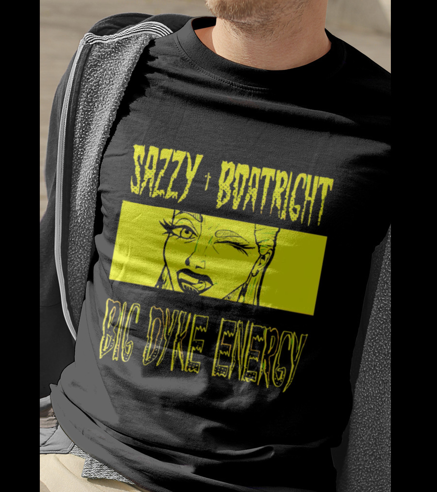 Sazzy Boatright Big Dyke Energy Winking Yellow Comic T-Shirt