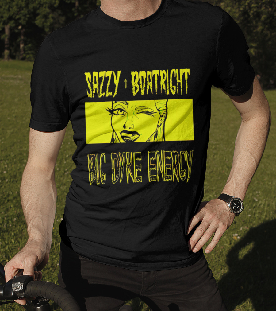 Sazzy Boatright Big Dyke Energy Winking Yellow Comic T-Shirt