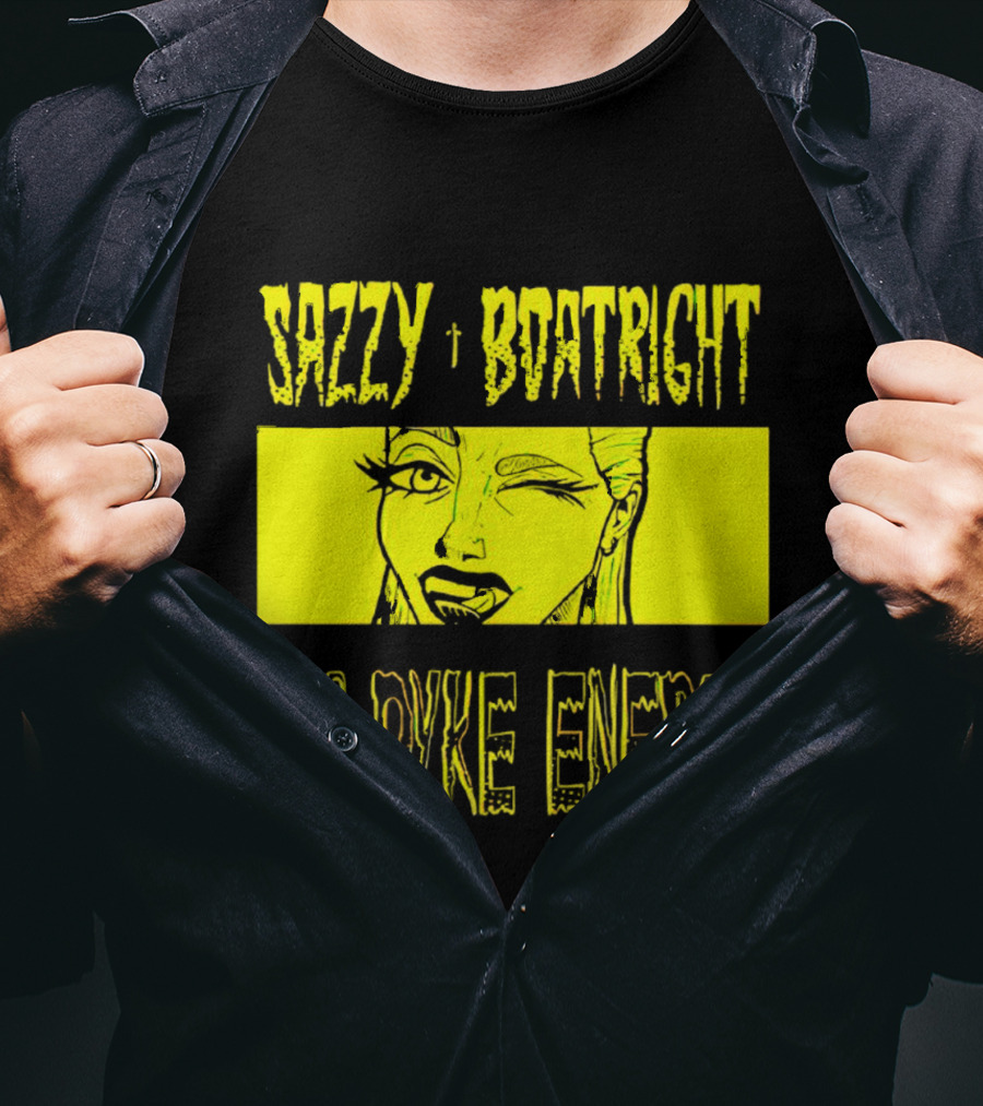 Sazzy Boatright Big Dyke Energy Winking Yellow Comic T-Shirt