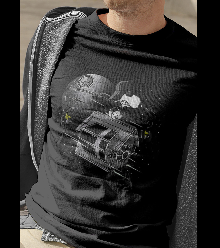 Snoopy Dark Baron With Death Star Spaceship Adventures T-Shirt