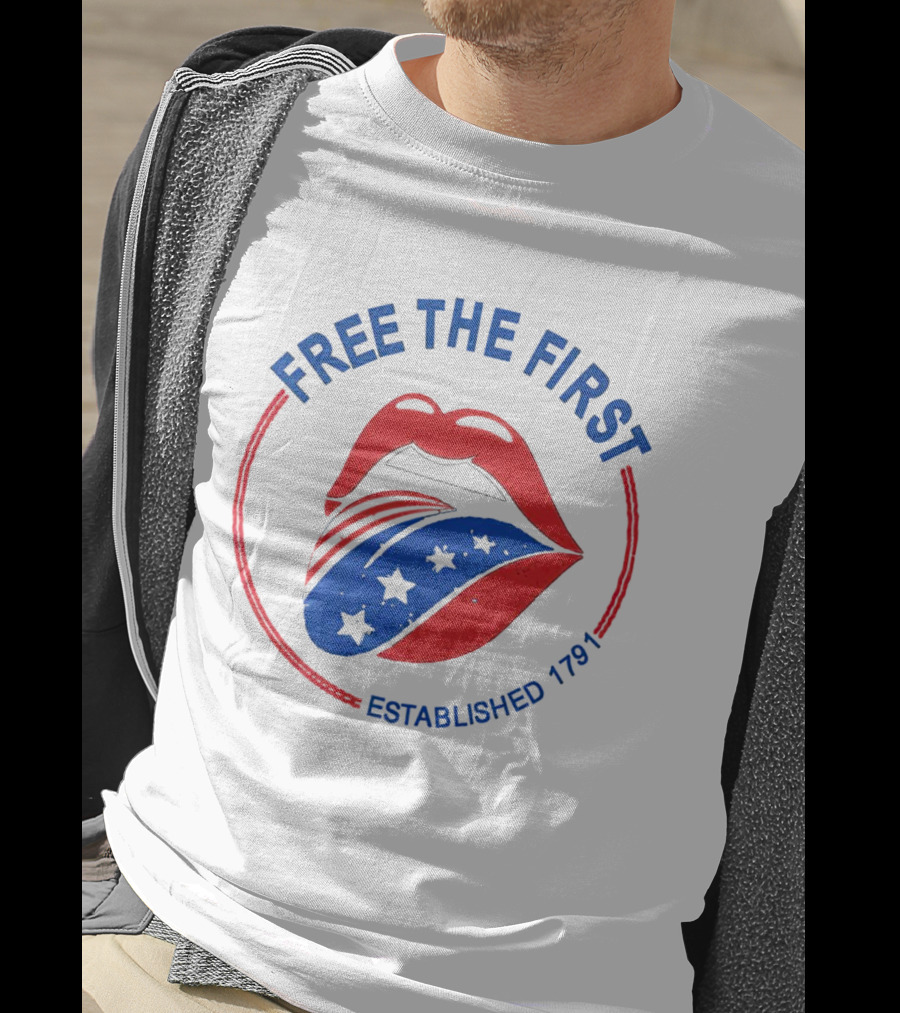 Free The First Red Lips Stars Established 1791 T-Shirt