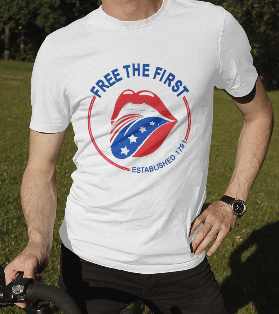 Free The First Red Lips Stars Established 1791 T-Shirt