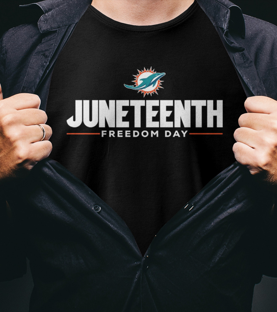 Juneteenth Freedom Day Miami Dolphins Celebration T-Shirt