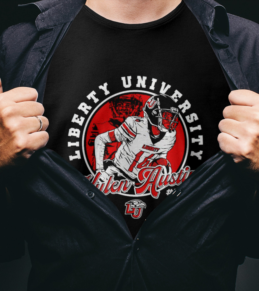 Liberty University Kylen Austin #14 NCAA Football Caricature T-Shirt