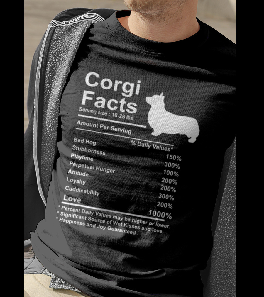 Corgi Facts Love Loyalty Attitude Stubbornness Happiness Guaranteed T-Shirt