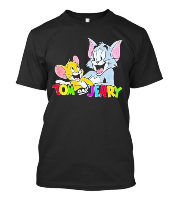 Tom And Jerry Colorful Smiling Cartoon Characters T-Shirt