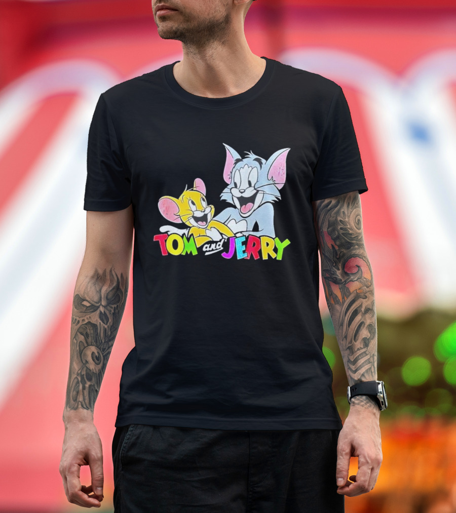 Tom and Jerry Colorful Smiling Cartoon Characters T-Shirt