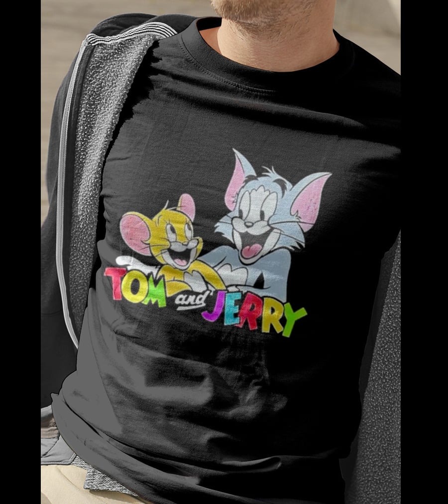 Tom And Jerry Colorful Smiling Cartoon Characters T-Shirt