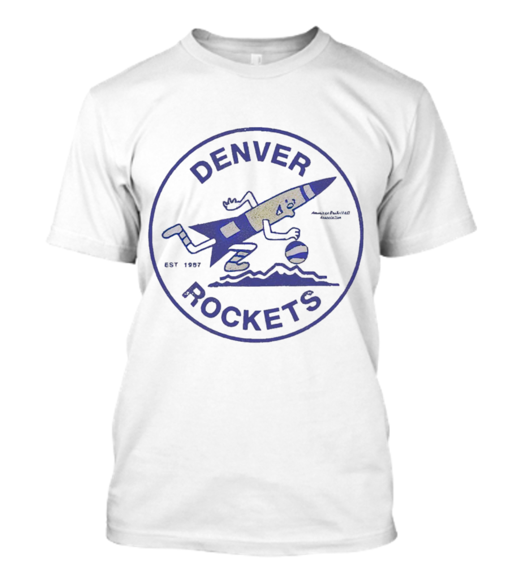Denver Rockets Basketball Running Rocket Logo Est 1967 T-Shirt