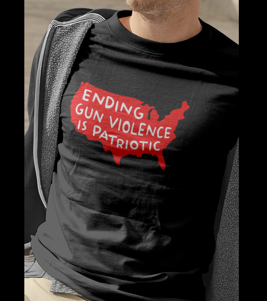 Ending Gun Violence Is Patriotic Red USA Map T-Shirt