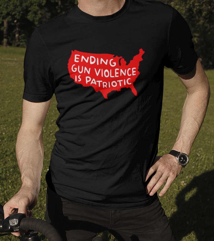 Ending Gun Violence Is Patriotic Red USA Map T-Shirt