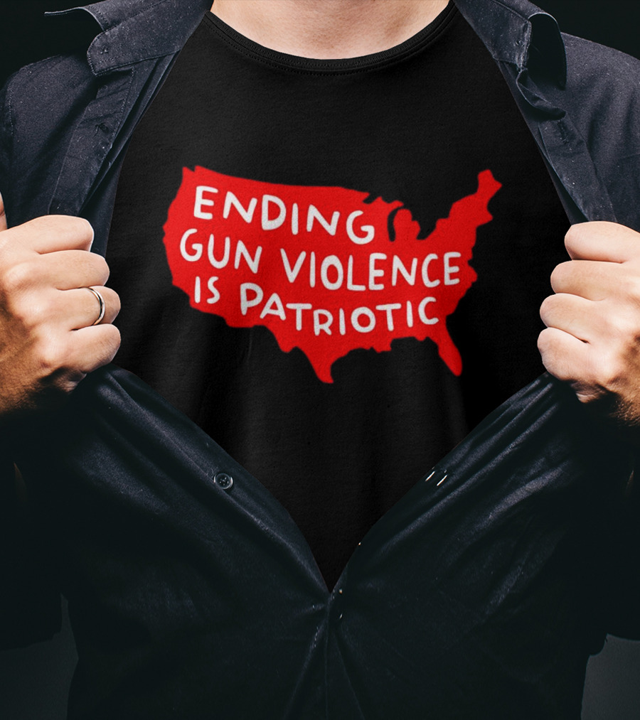 Ending Gun Violence Is Patriotic Red USA Map T-Shirt