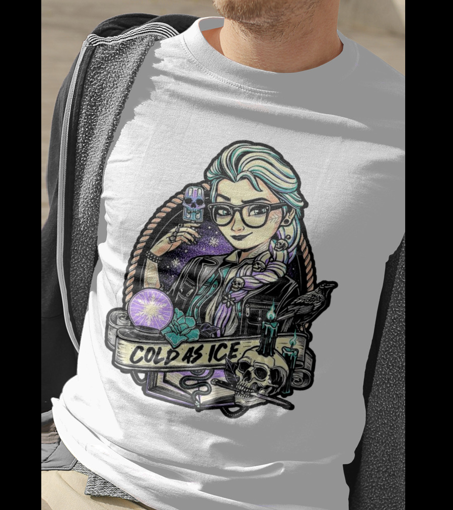 Frozen Elsa Cold As Ice Skull Raven Gothic Elements T-Shirt