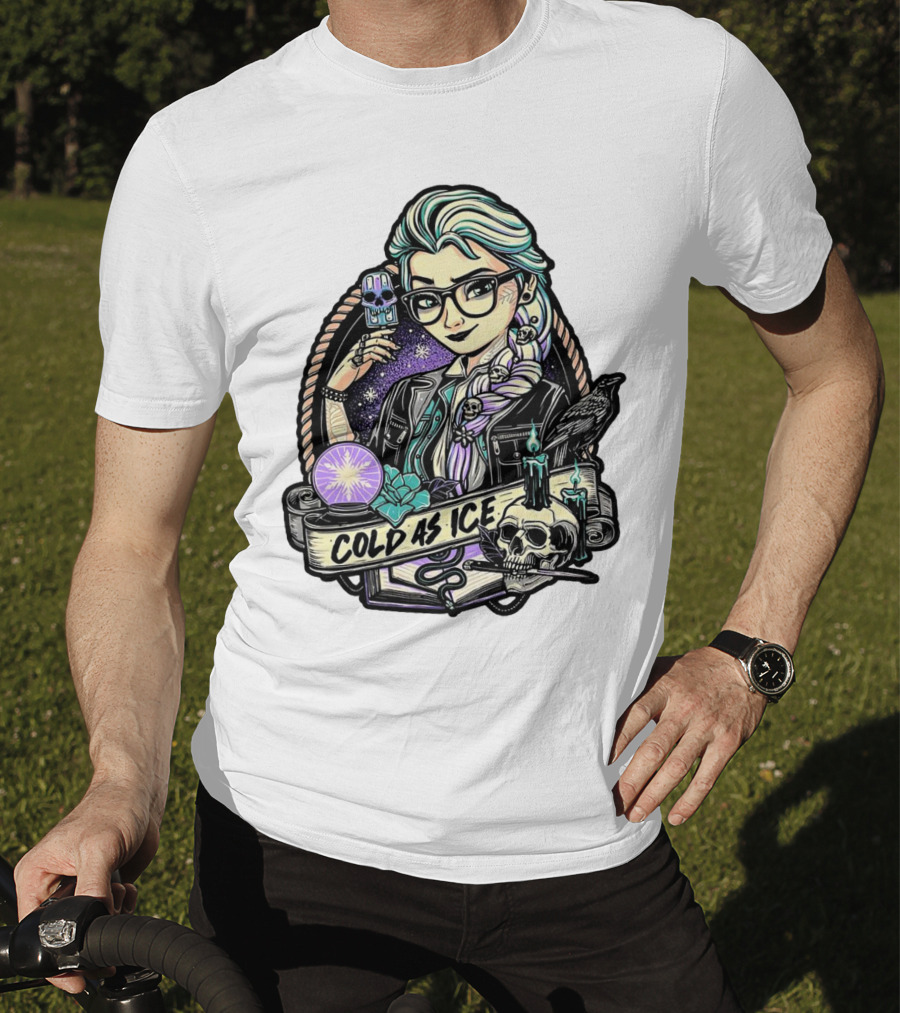 Frozen Elsa Cold As Ice Skull Raven Gothic Elements T-Shirt