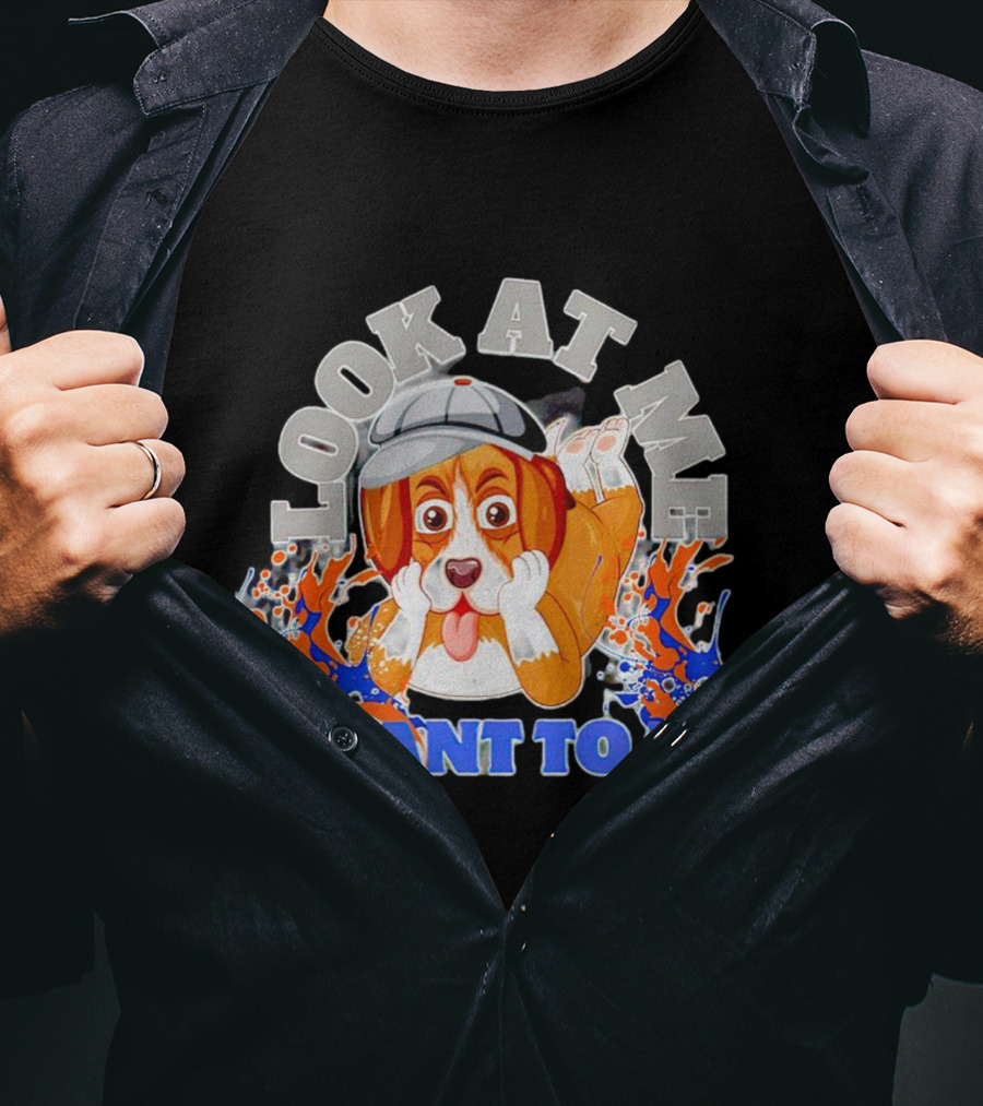 Look At Me I Want To Eat Cute Dog With Cap Splash Graphics T-Shirt