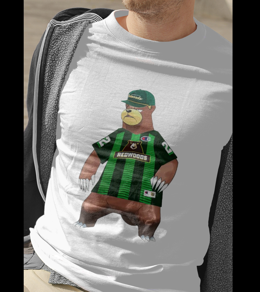 Redwoods Lacrosse Bear Mascot Green Jersey 22 T-Shirt