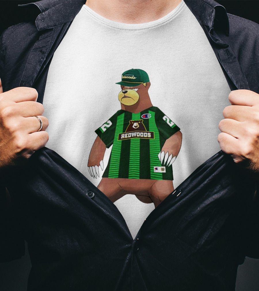 Redwoods Lacrosse Bear Mascot Green Jersey 22 T-Shirt