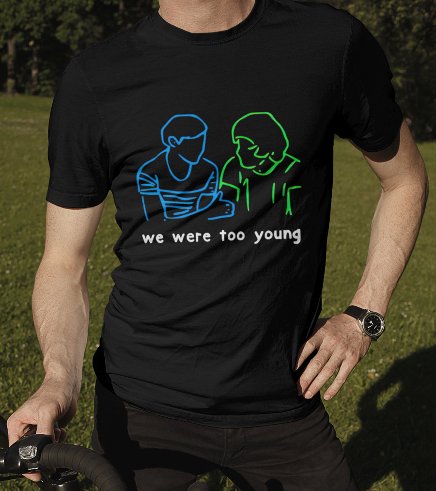 We Were Too Young Neon Outline Two People Conversation T-Shirt