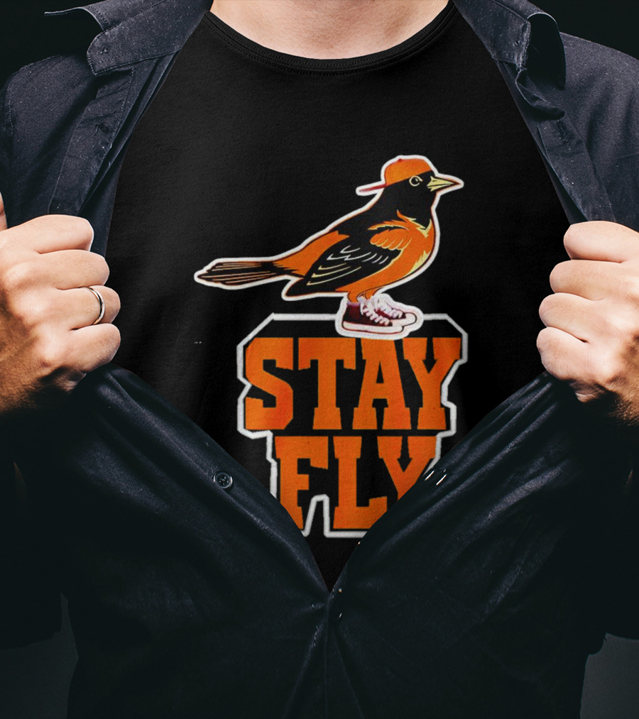 Baltimore Orioles Stay Fly Bird With Sneakers And Cap T-Shirt