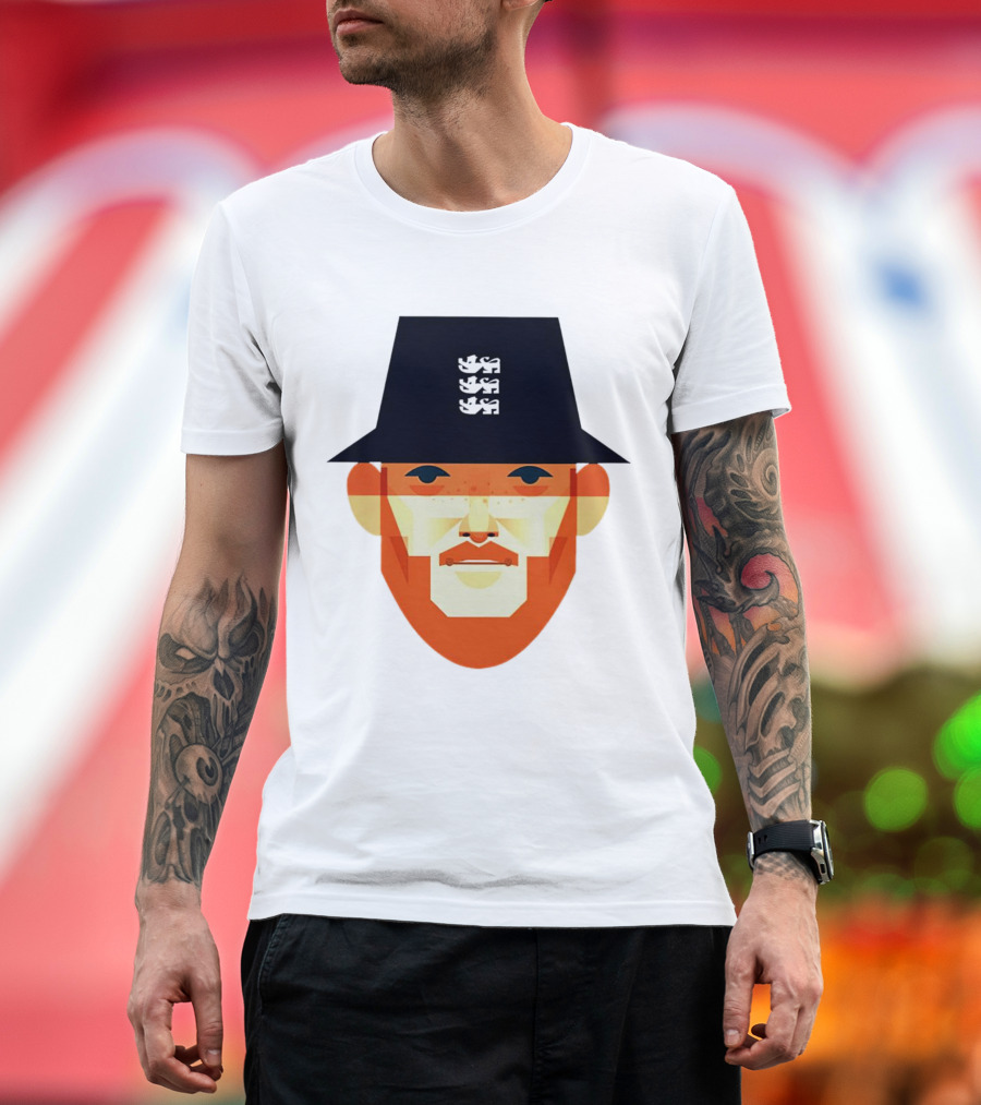 Ben Stokes Stanley Chow England Cricket Three Lions Hat T-Shirt