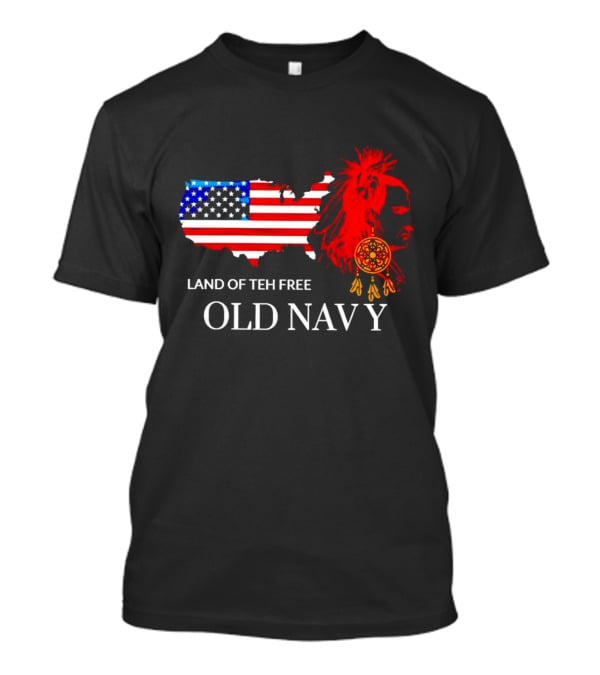 Land Of Teh Free Old Navy USA Flag Native American T-Shirt